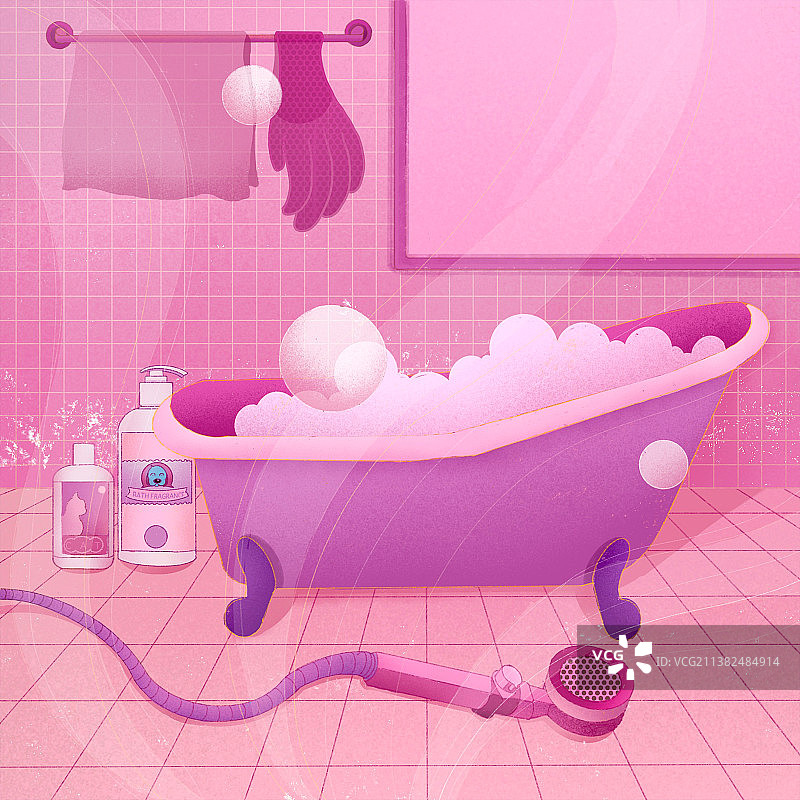 浴室唯美系列插画图片素材