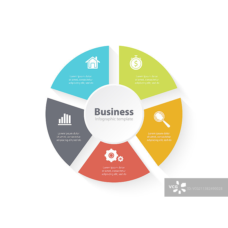 具有五个步骤或选项的圆形信息图图片素材