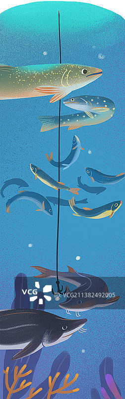 钓鱼的湖底剖面图图片素材