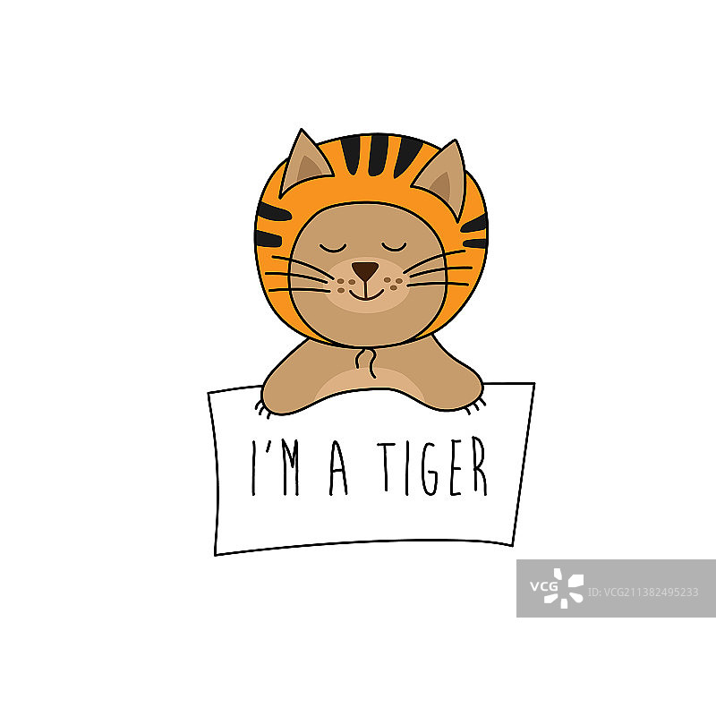 穿着老虎服装的可爱猫咪图片素材