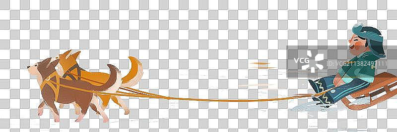 坐爬犁／玩雪橇（一）图片素材