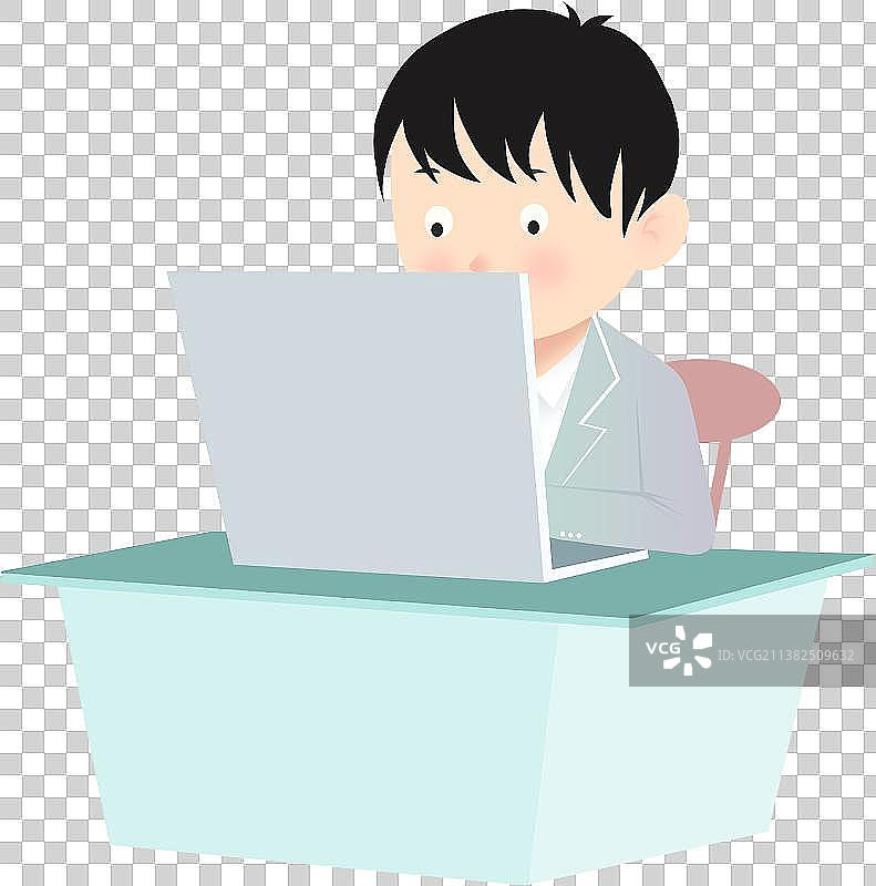 电脑桌前办公的年轻打工人图片素材