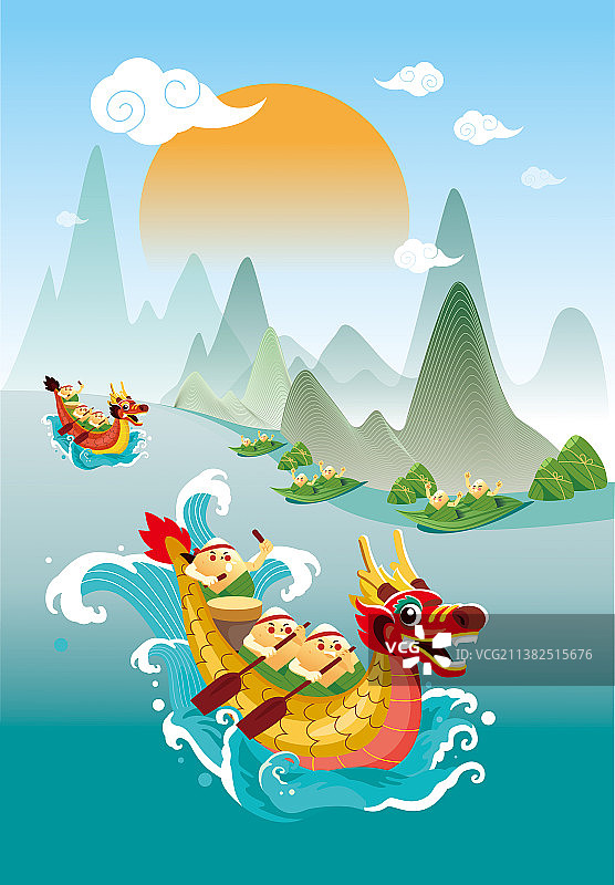 粽子龙舟比赛图片素材