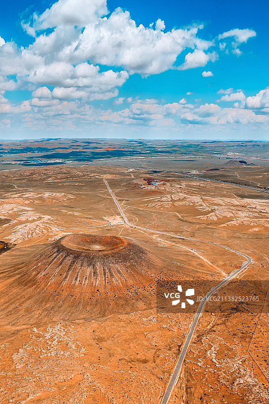 中国内蒙古乌兰察布乌兰哈达火山五号火山航拍图片素材