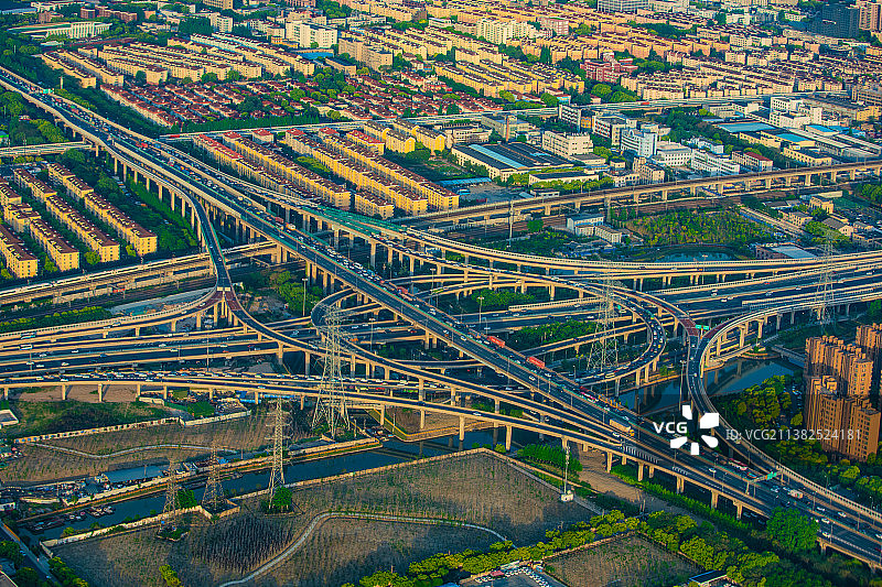 上海市闵行区-城市上空图片素材