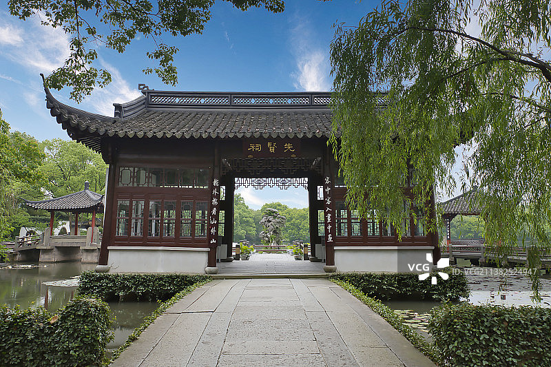 杭州西湖小瀛洲上的先贤祠图片素材