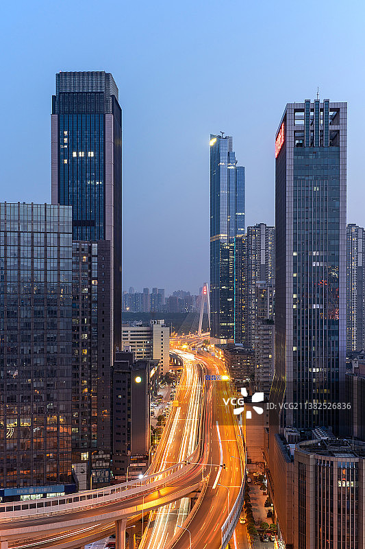 武汉城市天际线硚口区地标建筑高架立交桥图片素材