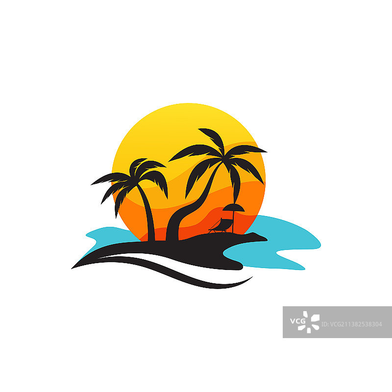 夏季海滩图标设计图片素材