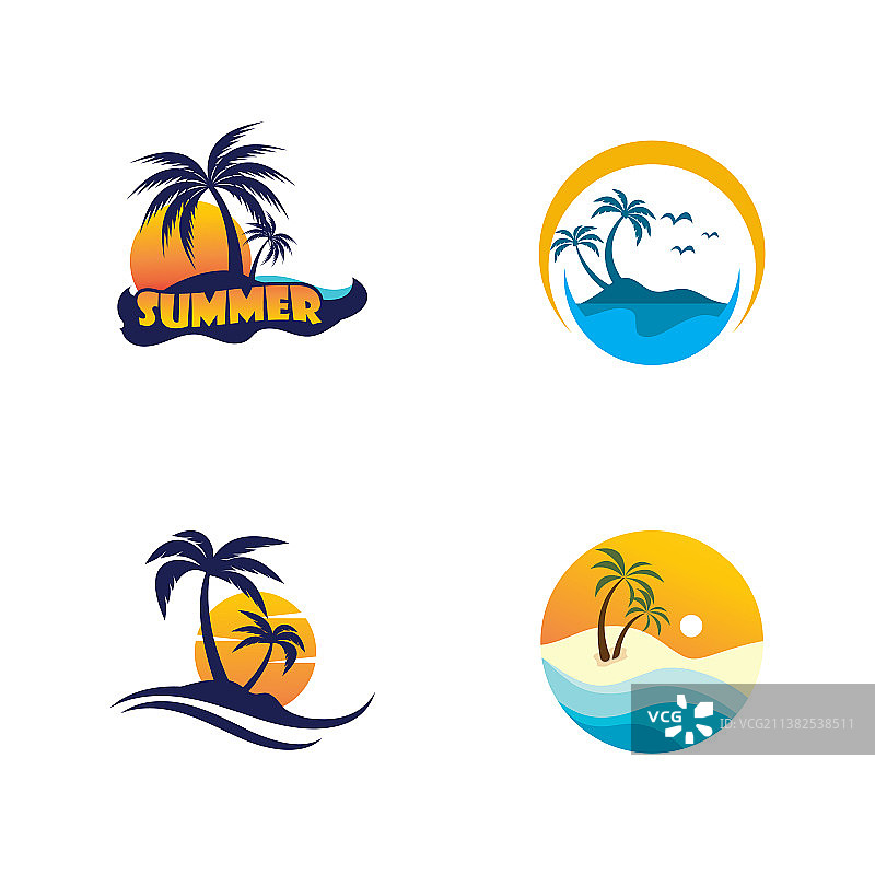 夏季海滩图标设计图片素材