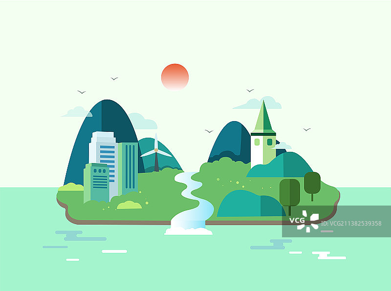 青山绿水美丽的乡镇图片素材