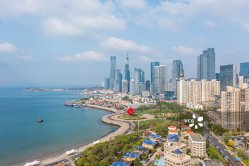 青岛城市城市风光航拍图片素材