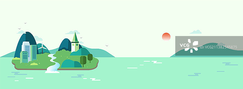 美丽乡镇创意背景图片素材