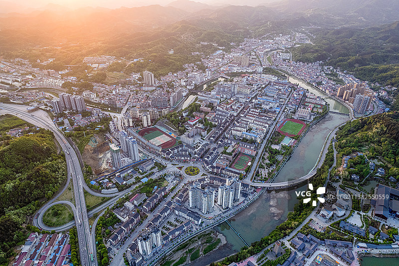 陕西汉中宁强县航拍图片素材