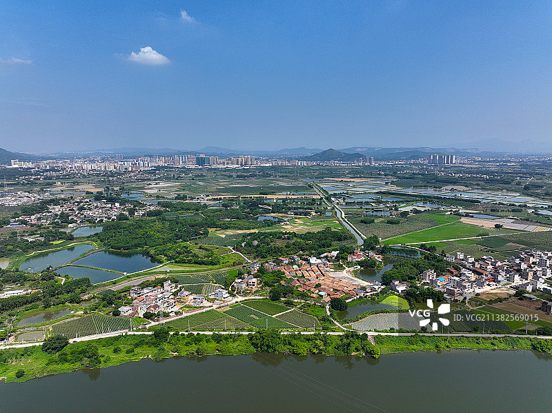 广东省惠州市博罗县龙华镇鹤溪村古村落愈南公家庙航拍图片素材