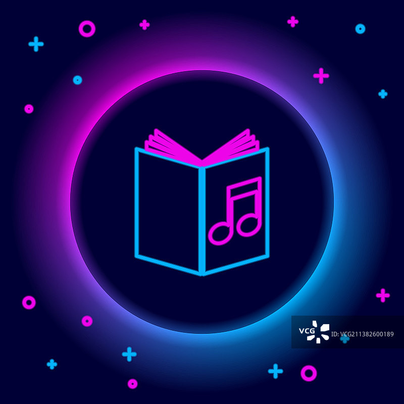 发光霓虹线条有声读物图标图片素材