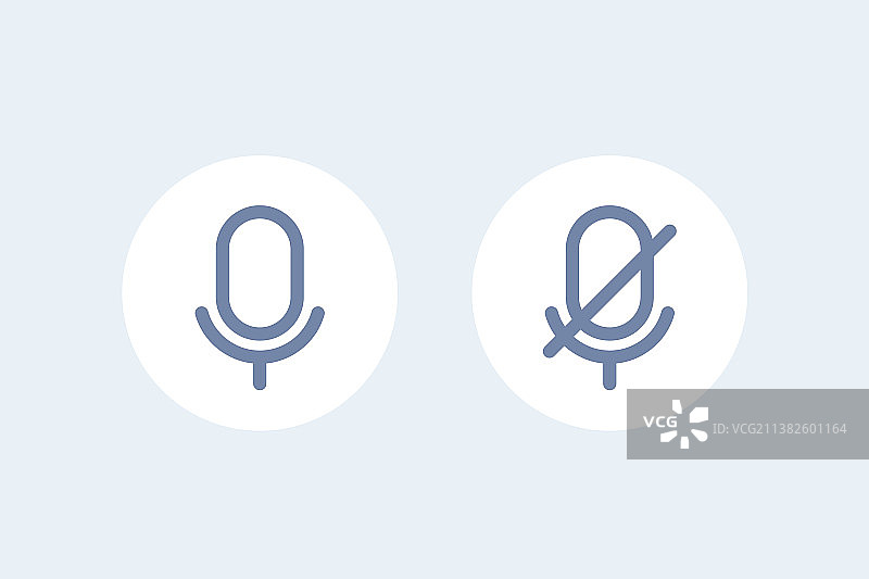 麦克风开启和关闭线性图标图片素材