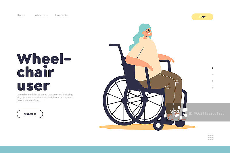 年轻人的轮椅用户登录页面概念图片素材