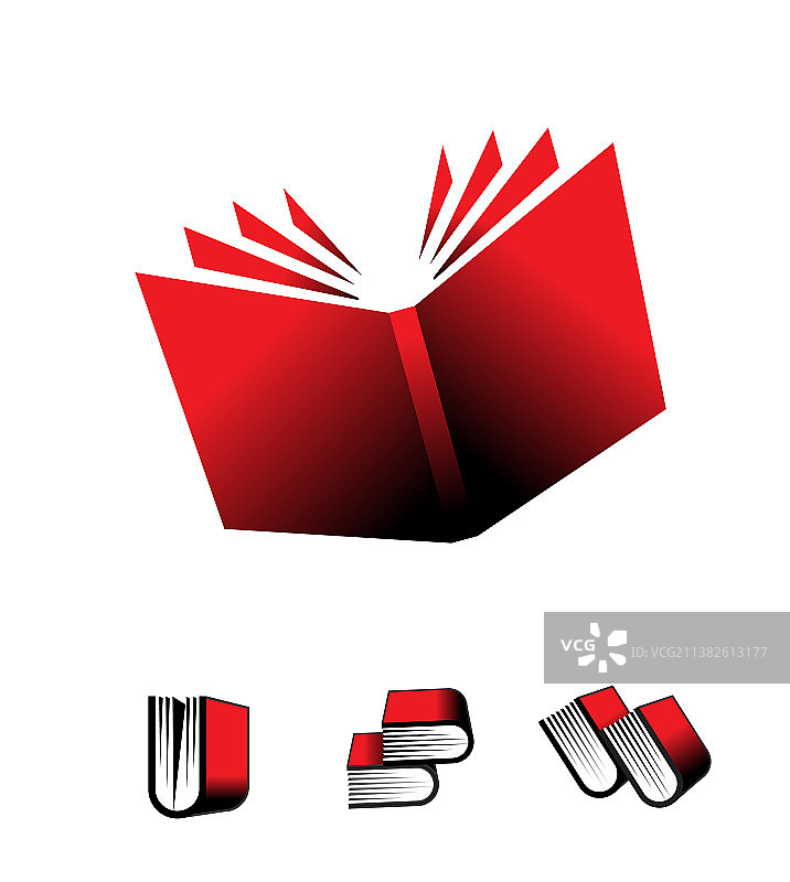 红色书本扁平化设计标志图片素材