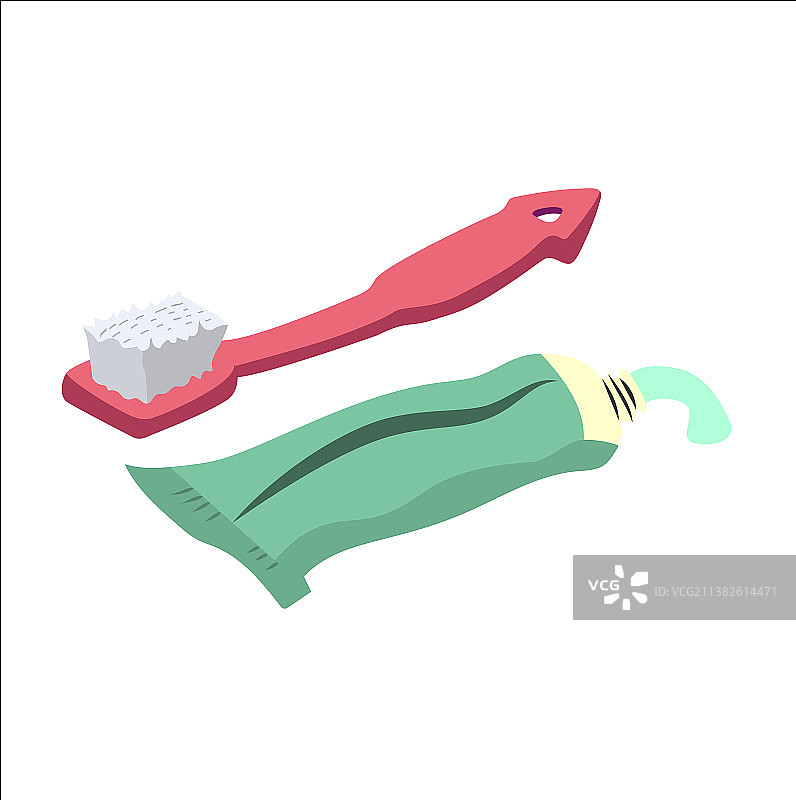 托斯卡绿色牙膏和粉色牙刷图片素材