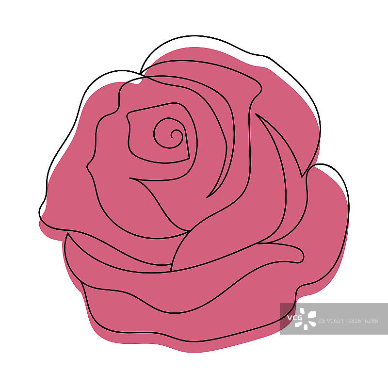 玫瑰花卉一笔画线条艺术图片素材