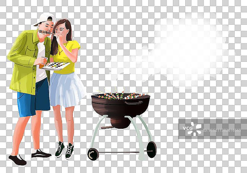 烧烤男女图片素材