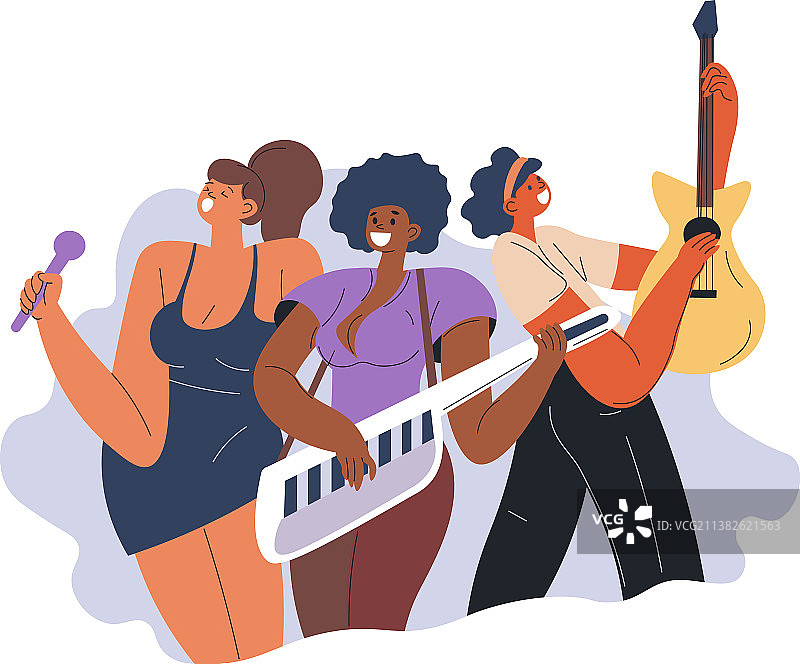 流行乐队女子组合：受欢迎的女性音乐家图片素材