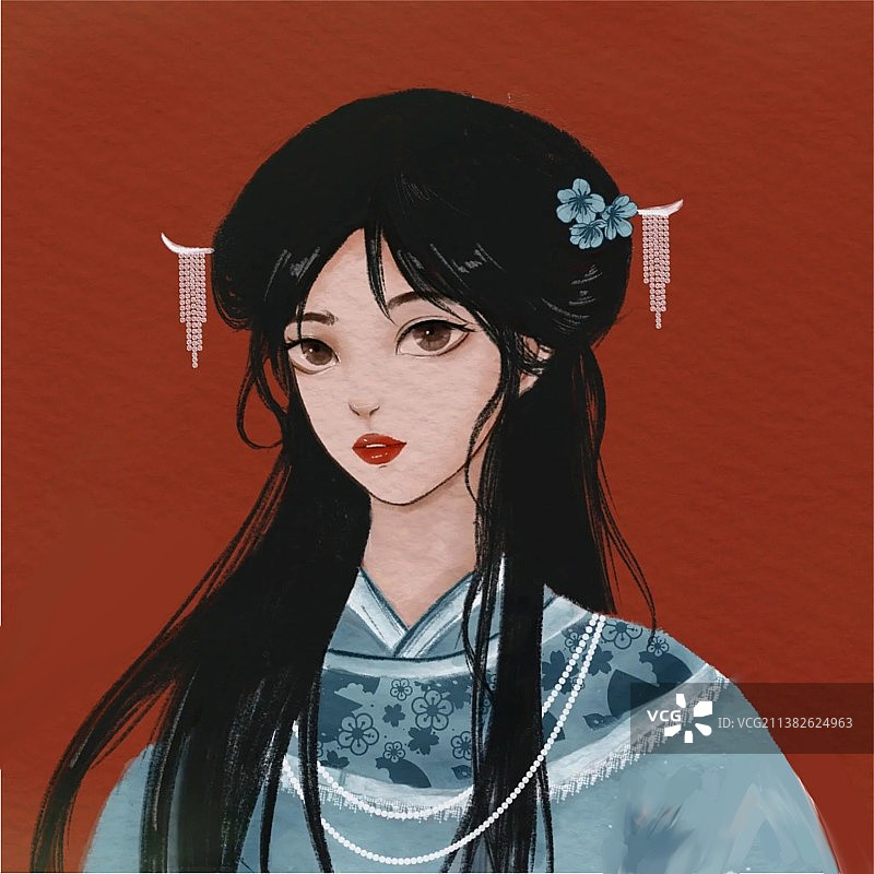 古风旗袍长发美人形象图片素材