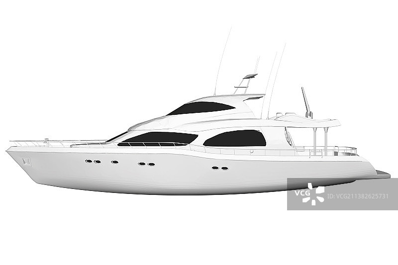 白色游艇模型，隔离在白色背景上图片素材