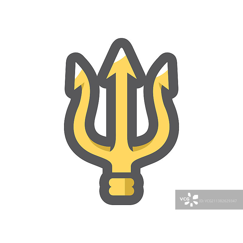 金色三叉戟武器卡通图标图片素材