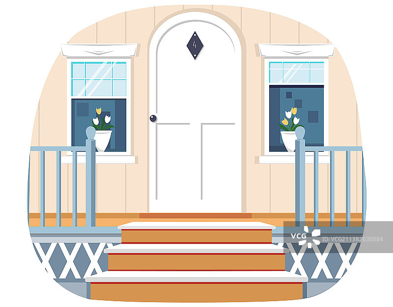 用木制栏杆装饰的房屋入口图片素材