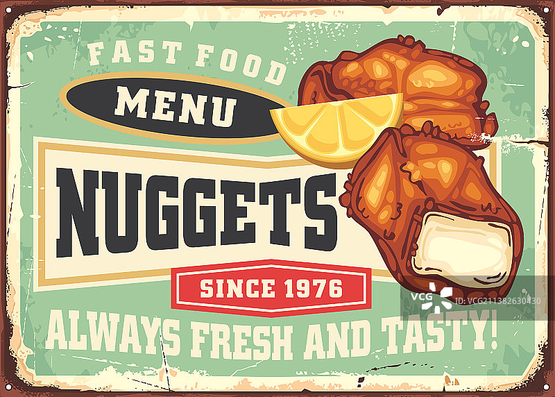 炸肉和柠檬复古标志设计图片素材