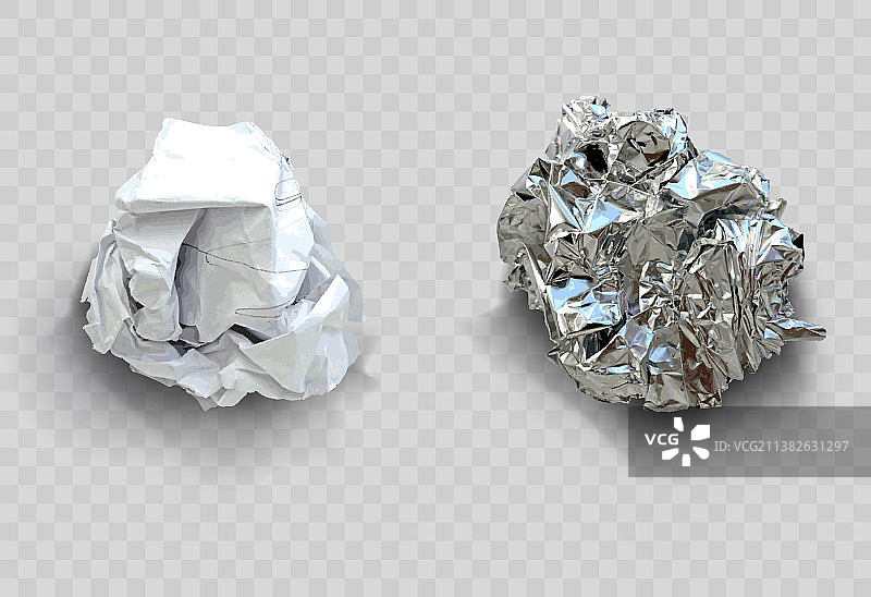 纸和锡箔纸团组合图片素材