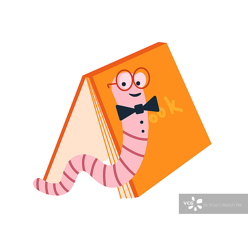 戴眼镜的书虫卡通形象图片素材