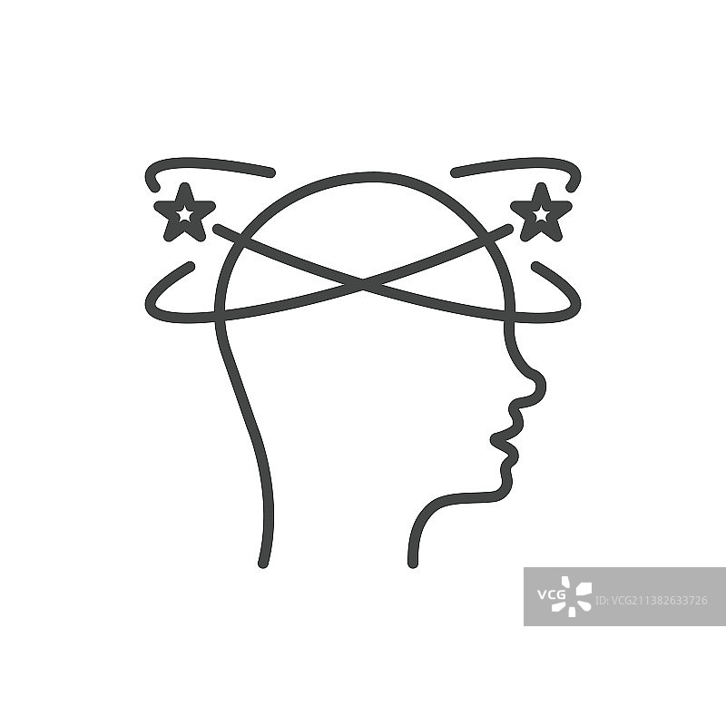 男人眩晕线条图标，疲惫的男人感到恶心图片素材