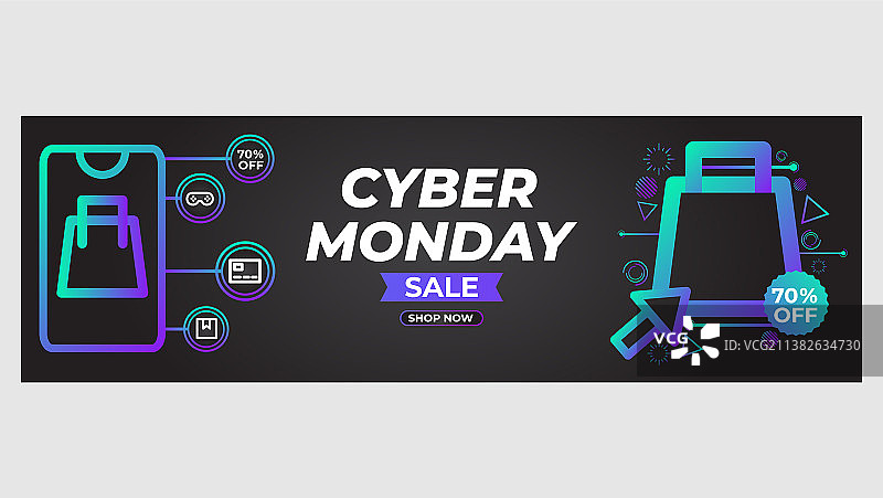 明亮渐变网络星期一促销banner图片素材