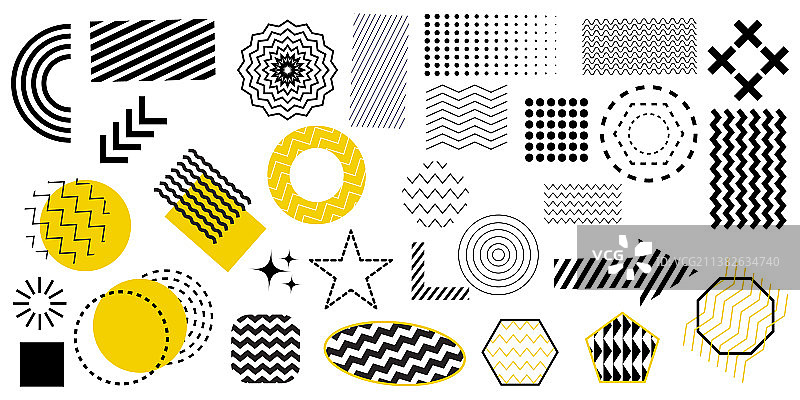 孟菲斯风格抽象几何图形图标合集图片素材