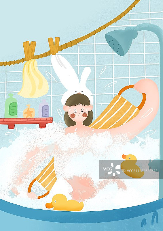 洗漱的女孩图片素材