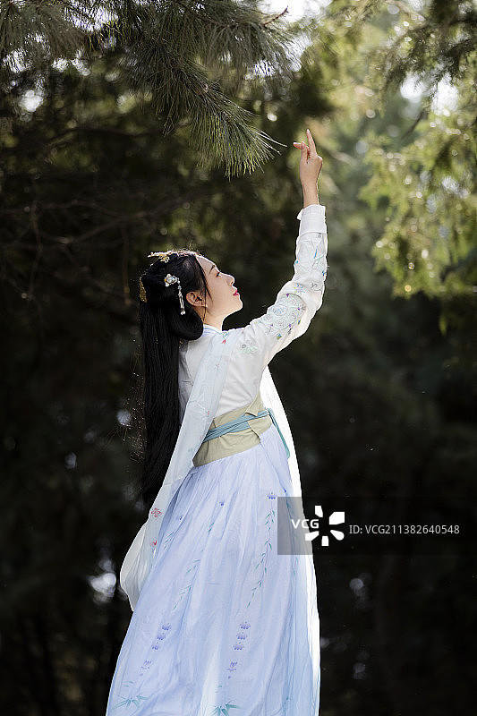 花园中的古典美女图片素材