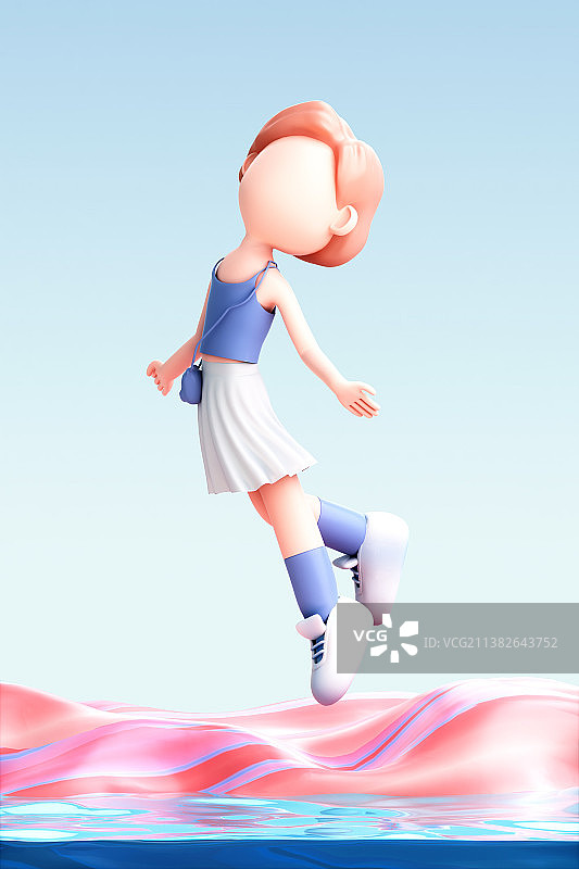 3D渲染的可爱女孩图片素材