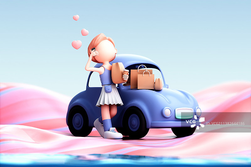 3D渲染的可爱女孩图片素材