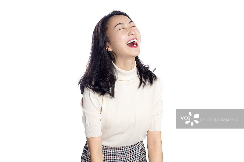开心大笑的年轻女士图片素材