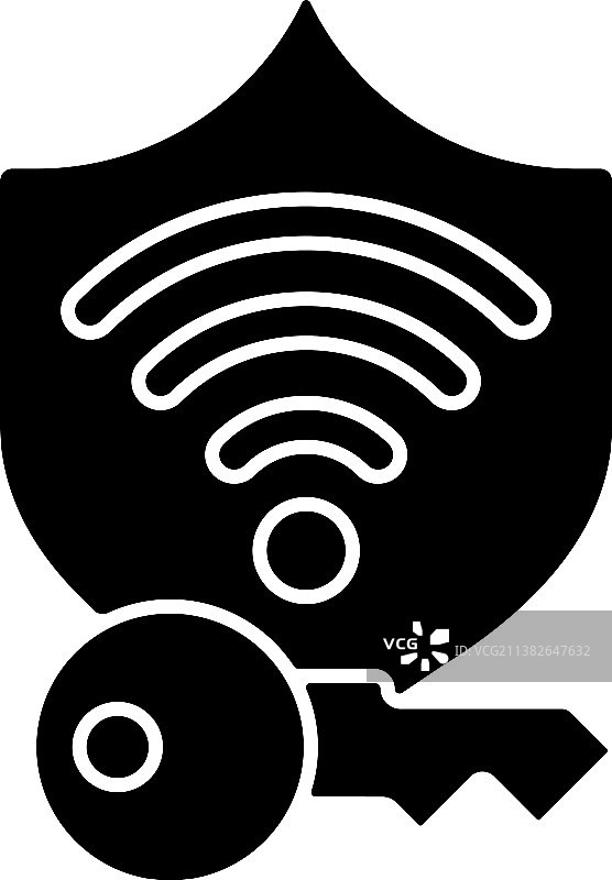 受保护的WiFi密码黑色标志图标图片素材