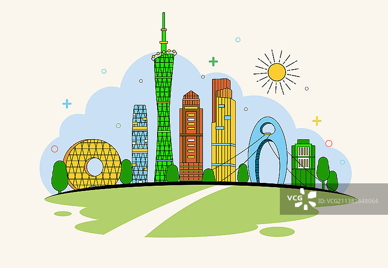 广州城市地标建筑矢量海报图片素材