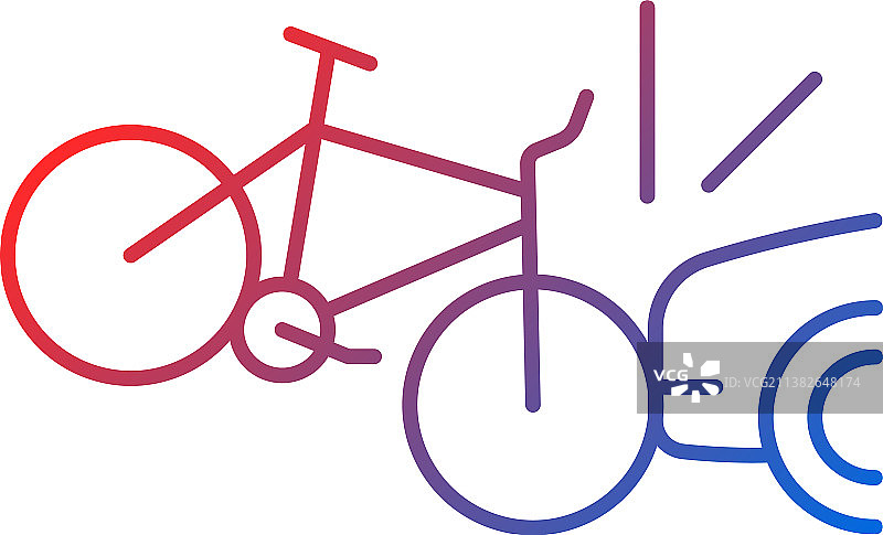 汽车与骑自行车者相撞线性图标图片素材