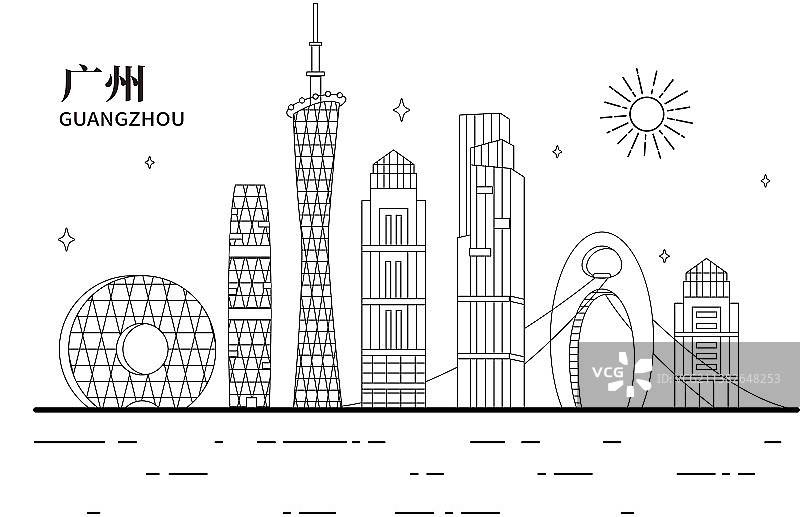 广州城市地标建筑矢量海报图片素材