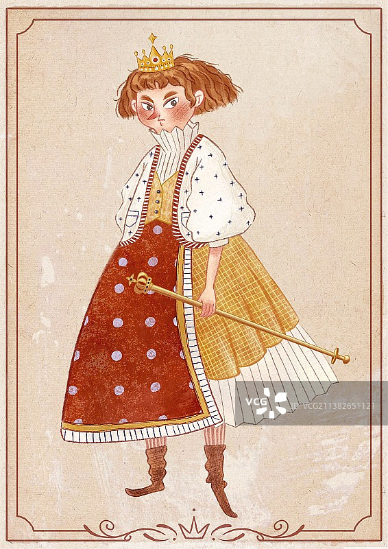 欧洲宫廷风女孩小公主卡牌手绘人物插画图片素材