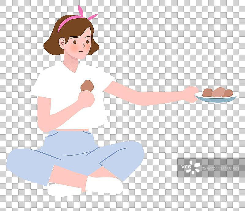 盘腿坐女性元素图片素材