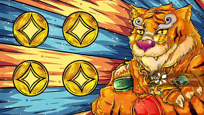 虎年卡通人物插画图片素材