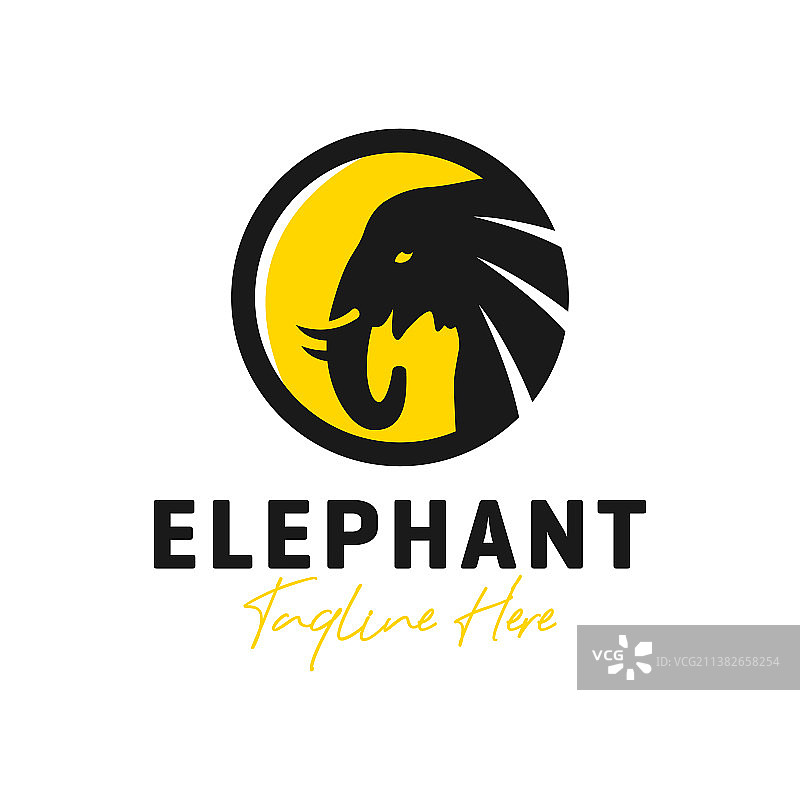 大象头像圆形标志图片素材