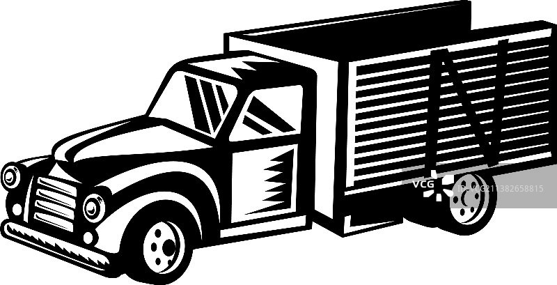 带木头的经典美式复古皮卡图片素材